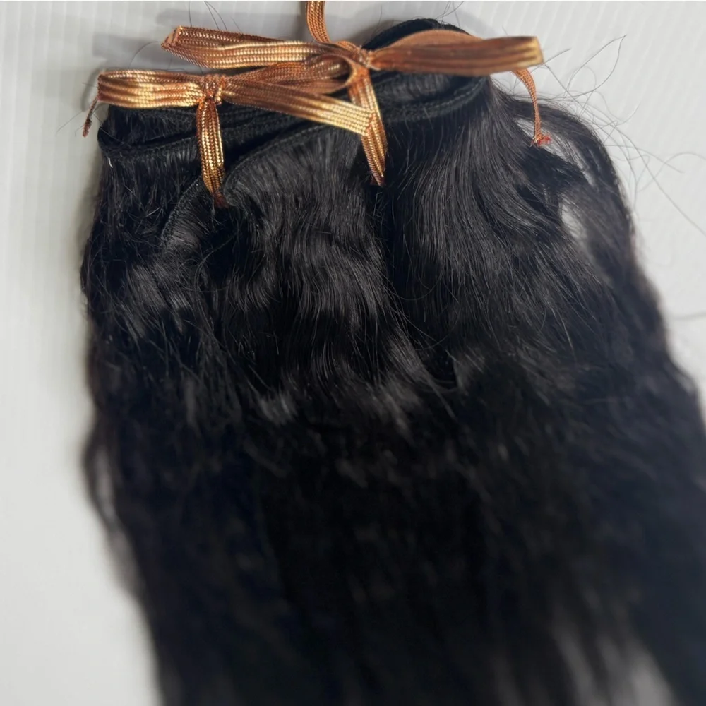 30 in Kinky Straight 100% Human hair  Black Color 50 Grms